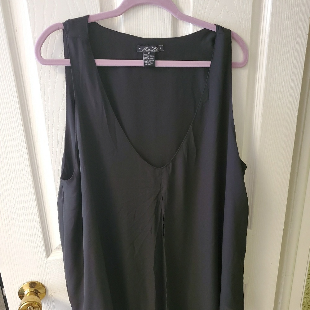 Black tie front blouse